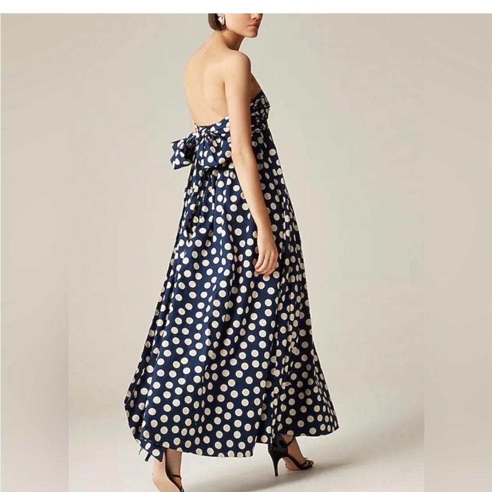 J. Crew Collection Strapless Navy and White Polka Dot Dress - Picture 3 of 9
